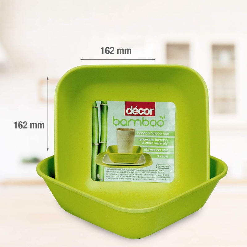 Decor Décor EcoLite Bamboo Dinner Set | Non Toxic Reusable Dinner Plates | 18 Piece Eco-Friendly Dinnerware Gift Set - 4 Large Plates, 4 Small Plates, 2 Large Bowls & 8 Small Bowls (Katoris), Lime - Image 5