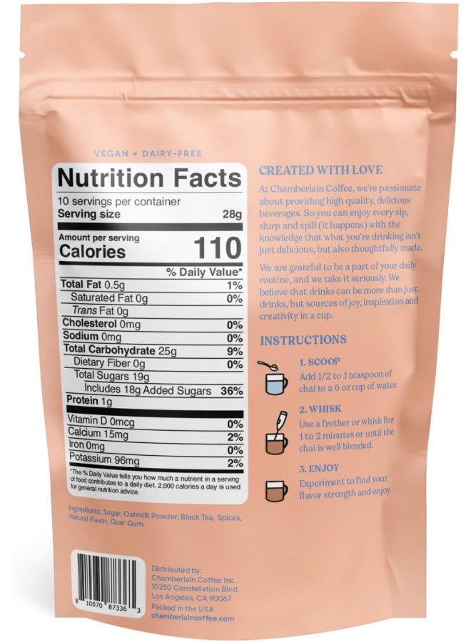 Chamberlain Coffee Gentle Hummingbird Chai Mix - Warm, Aromatic Vegan Chai with Oat Milk, Vanilla & Spices - Hot or Iced Instant Chai Latte - 10oz - 10 Servings - Image 2