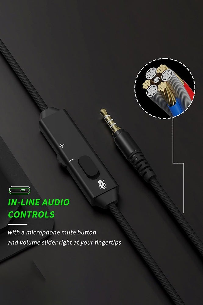 بنيون سماعة ألعاب، سماعات ألعاب سلكية فوق الأذن مع ميكروفون إلغاء الضوضاء لأجهزة NS/PS4/PS5/Xbox/الكمبيوتر اللوحي/iPad - Image 5