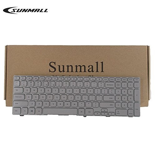 SUNMALL لوحة مفاتيح لابتوب SUNMALL الجديدة مع إطار وإضاءة خلفية متوافقة مع Dell Inspiron 15 7000 7537 P36F سلسلة فضية تخطيط أمريكي - Image 2