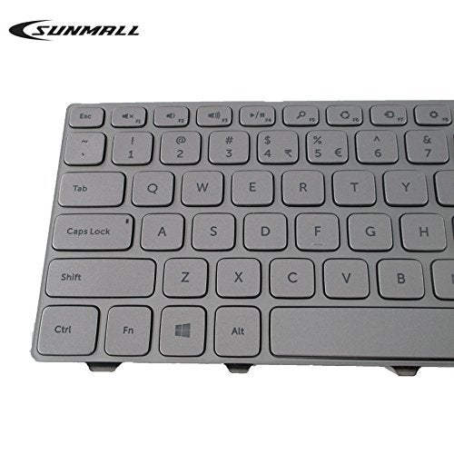 SUNMALL لوحة مفاتيح لابتوب SUNMALL الجديدة مع إطار وإضاءة خلفية متوافقة مع Dell Inspiron 15 7000 7537 P36F سلسلة فضية تخطيط أمريكي - Image 4