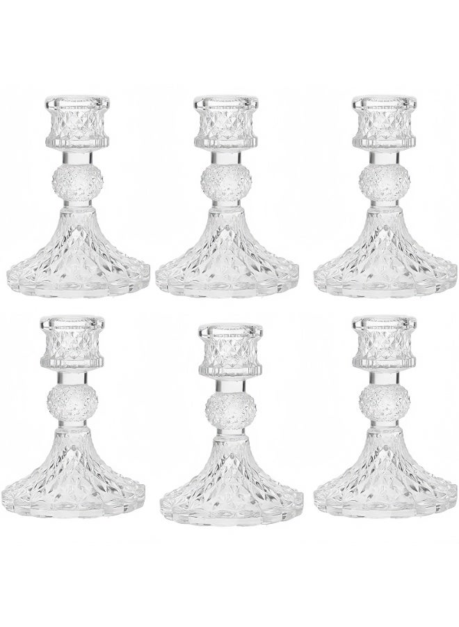 Lee Yon 6-Piece Clear Glass Candlestick Holders, Taper Candle Holders for Formal Events, Wedding, Festival,Church, Party & Festival Decoration - Image 1