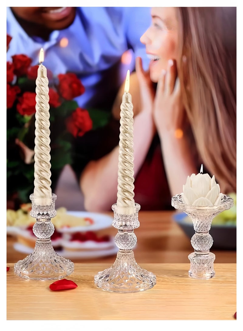 Lee Yon 6-Piece Clear Glass Candlestick Holders, Taper Candle Holders for Formal Events, Wedding, Festival,Church, Party & Festival Decoration - Image 3