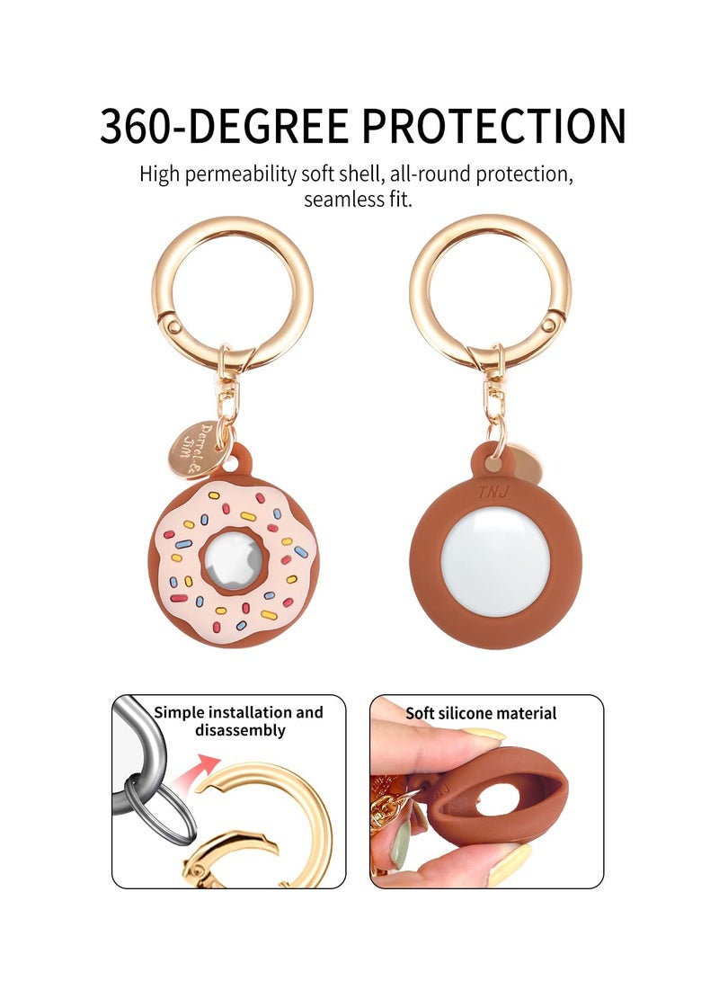 SOLARAE 4 Pack Keychain Donut Case for AirTag, Cute Protective for AirTag Holder with Anti-Lost Keychain - Image 2