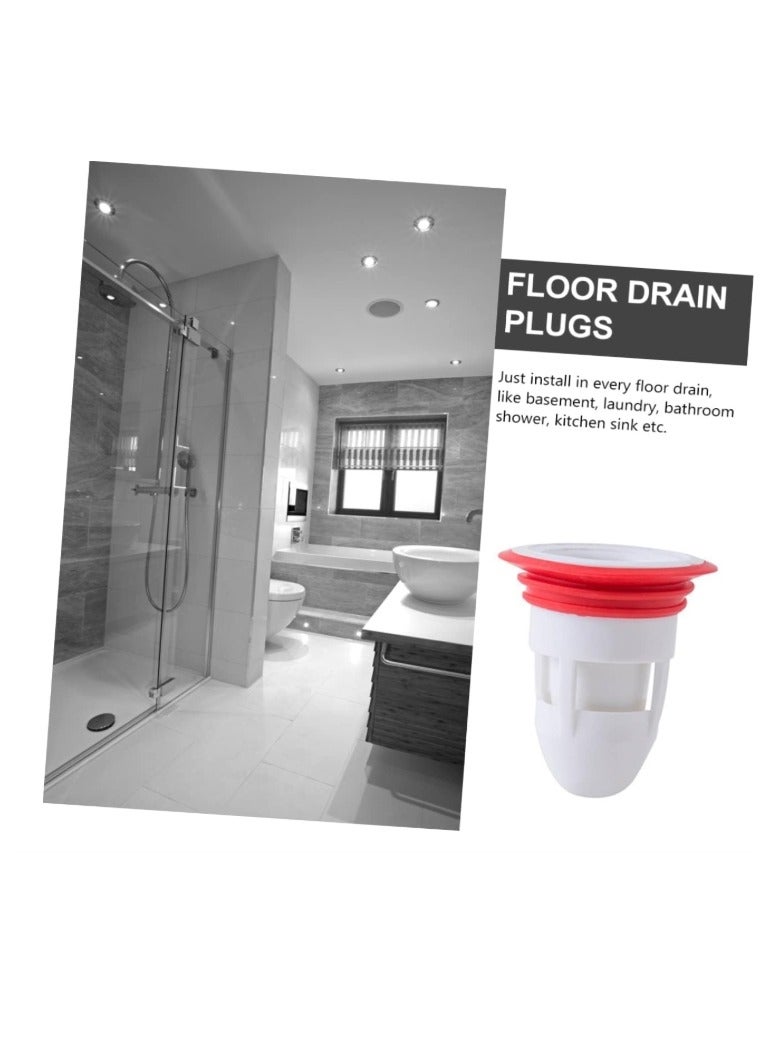 OASIS-TH 4pcs Floor Drain Core Plug Bath Tub Filter Backflow Protector Drain Seal Hose Ring Bath Sink Floor Filter Backflow Floor Drain Preventer Strainer Pp White Silicone Case Sewer  - Image 4
