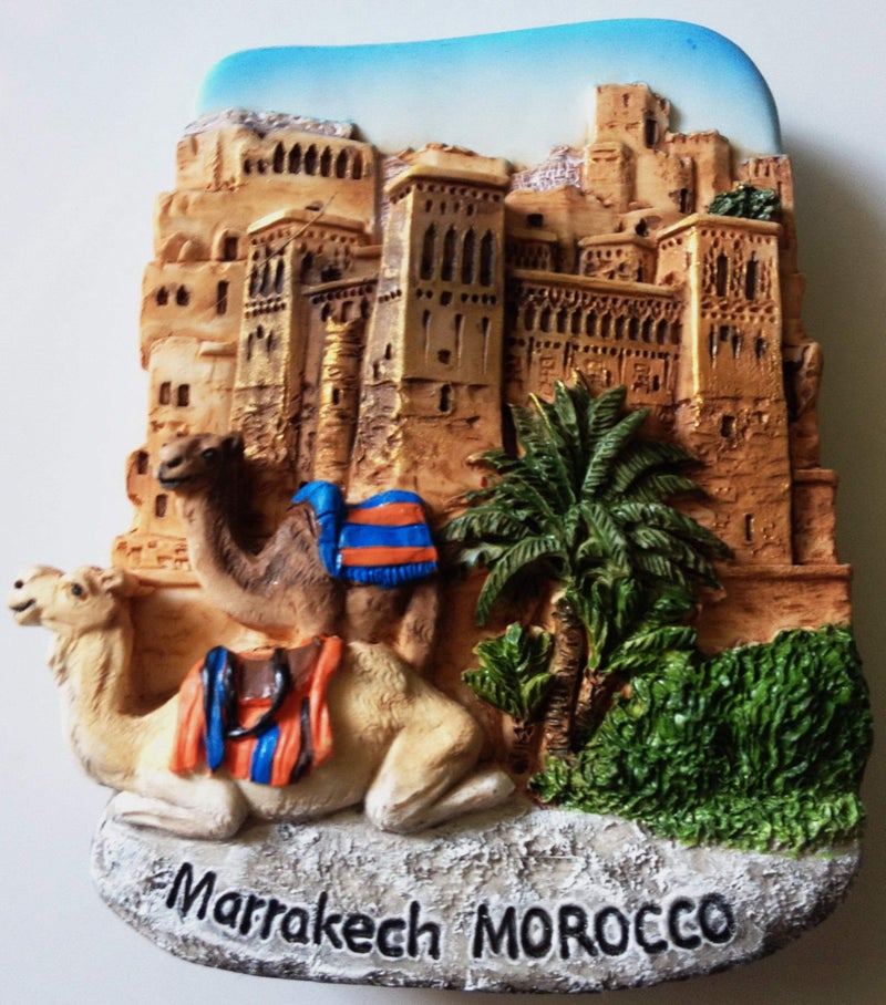 WitnyStore Tiny 2 Ksar of Ait Benhaddou Marrakech Morocco Magnet Miniature Hand Made Resin 3D Africa Landmark Tourist Attraction Decorative Refrigerator Magnets Collectible Traveler Souvenir Gifts