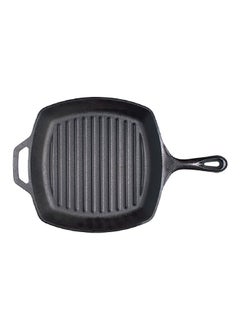 LODGE Square Shape Heavy Cast Iron Non Stick Two Side Lips Grill Pan Black 10.5 Inch L8SGP3  - Image 1