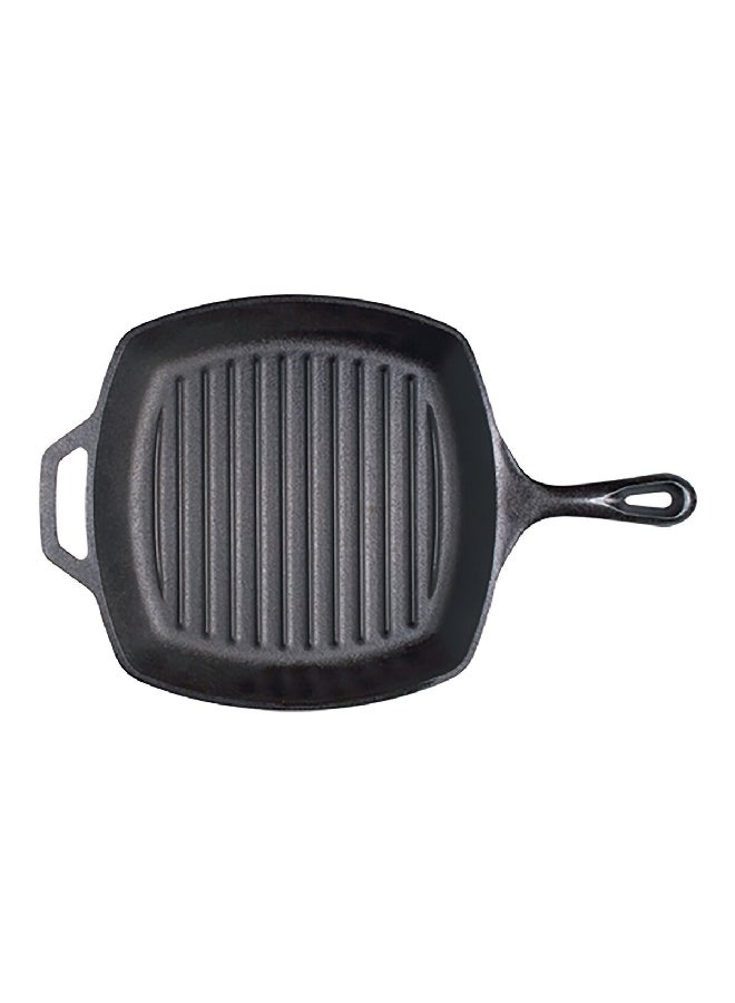 مقلاة ذات شكل مربع مصنوعة من الحديد الثقيل، غير قابلة للالتصاق، مع شفتين على الجانبين، باللون الأسود، قطرها 10.5 بوصة L8SGP3 - Image 1