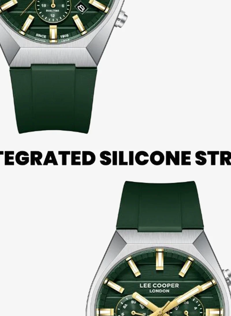 Lee Cooper Dark Green Men's Silicone MULTIFUNCTION Watch LC08388.375 - 41 mm for Men | Best Price UAE