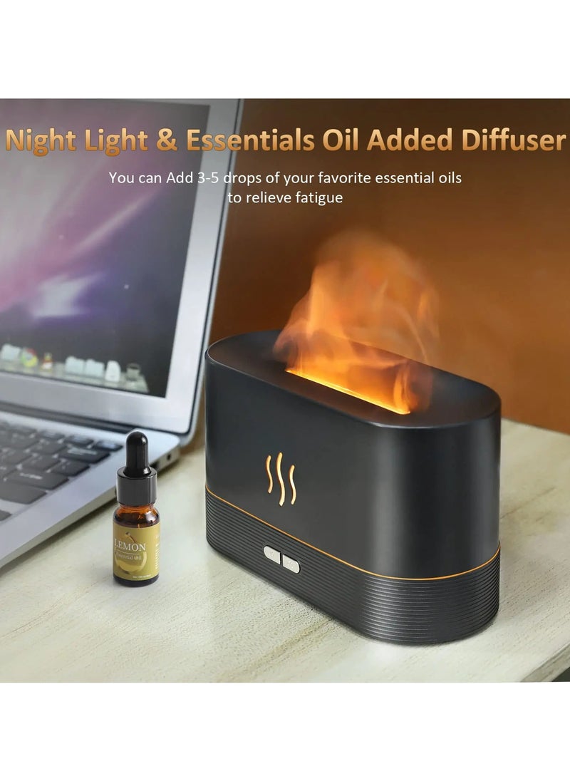 Flame Aroma Diffuser Essential Oil Diffusers With Fire Flame Effect LED Light 3D Flame Ultrasonic Humidifiers For Bedroom & Large Room Ultrasonic Nebulizer Waterless Auto Off