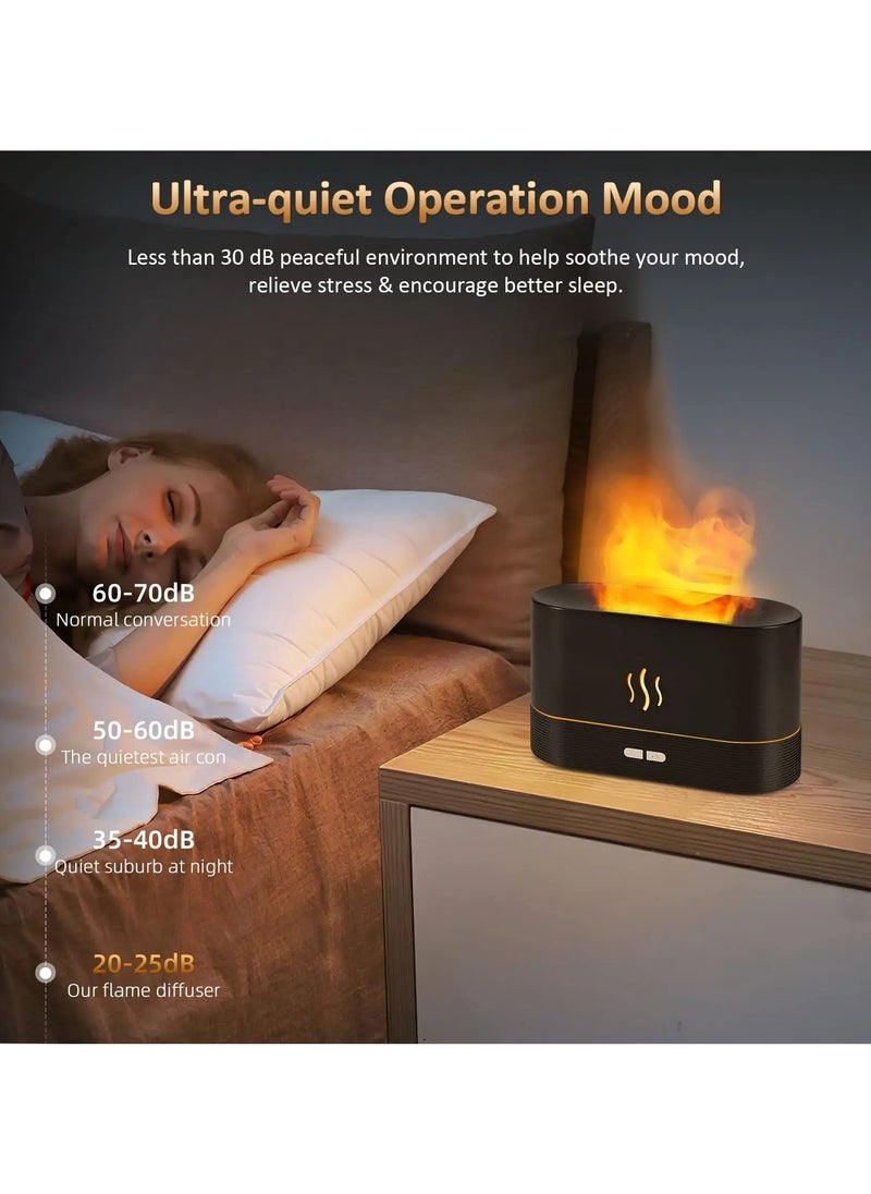 Flame Aroma Diffuser Essential Oil Diffusers With Fire Flame Effect LED Light 3D Flame Ultrasonic Humidifiers For Bedroom & Large Room Ultrasonic Nebulizer Waterless Auto Off