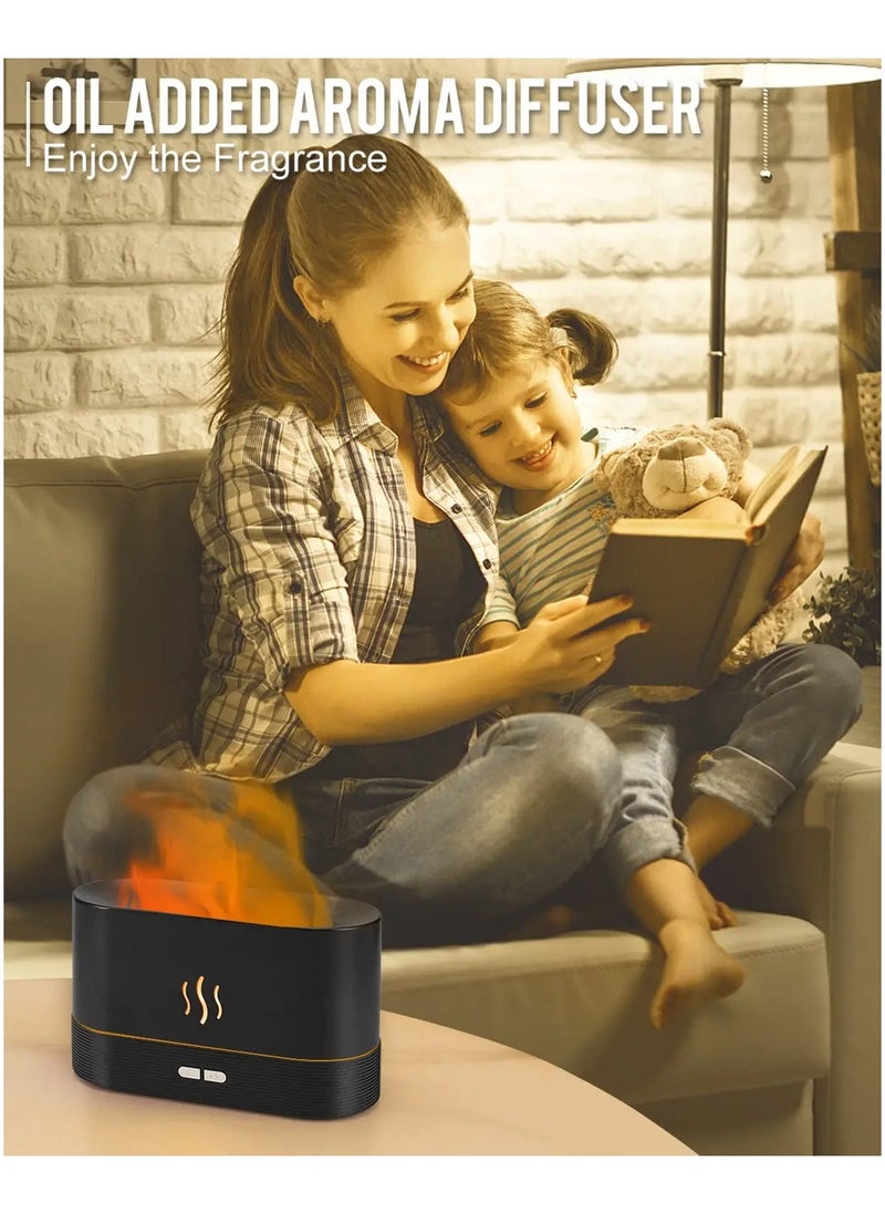 Flame Aroma Diffuser Essential Oil Diffusers With Fire Flame Effect LED Light 3D Flame Ultrasonic Humidifiers For Bedroom & Large Room Ultrasonic Nebulizer Waterless Auto Off