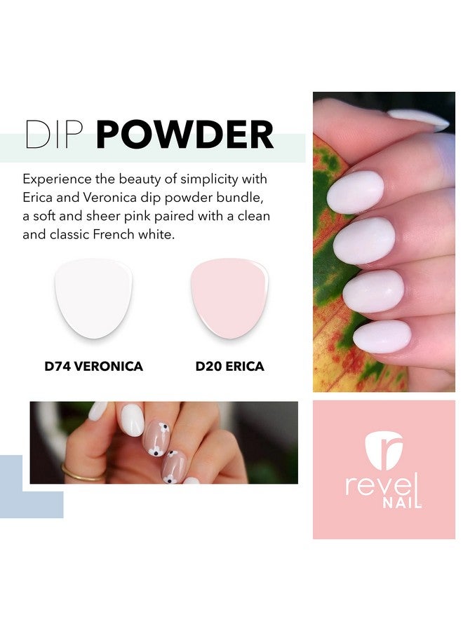 Revel Nail Dip Powder Sheer Pink And French Powder Dip Nail Polish, Chip Resistant Dip Nail Powder With Vitamin E And Calcium, Diy Manicure, Erica & Veronica - Image 2