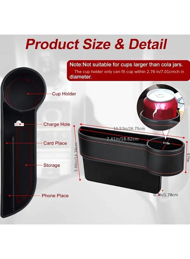 Upgraded 2 Pack Car Seat Gap Organizer In Red Faux Leather Side Pocket With Cup Holder And Phone Slot For Driver And Co Pilot Space Saving Design Fits 98 Percent Of Cars Car Interior Accessories - Image 2
