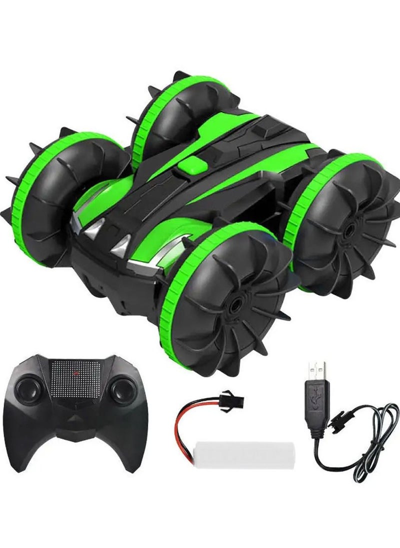 MARGOUN - Rc Stunt Car 4WD Remote Vehicle With Double Sided 360 Degrees Rotating Green - Image 1