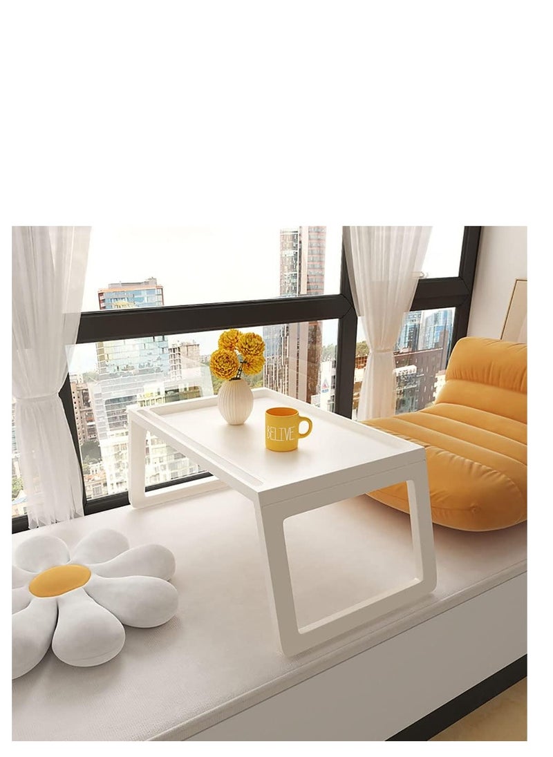 Generic - Foldable Laptop Desk Laptop Table with Tablet and Cell Phone Card Slot for Bed Sofa Working Reading Studing Eating Small Portable Lap Desk (White) - Image 1