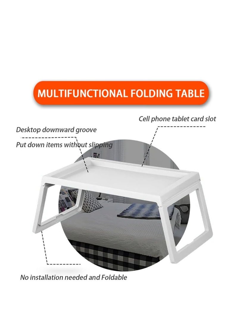 Generic - Foldable Laptop Desk Laptop Table with Tablet and Cell Phone Card Slot for Bed Sofa Working Reading Studing Eating Small Portable Lap Desk (White) - Image 1