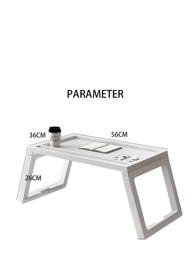 Generic - Foldable Laptop Desk Laptop Table with Tablet and Cell Phone Card Slot for Bed Sofa Working Reading Studing Eating Small Portable Lap Desk (White) - Image 1
