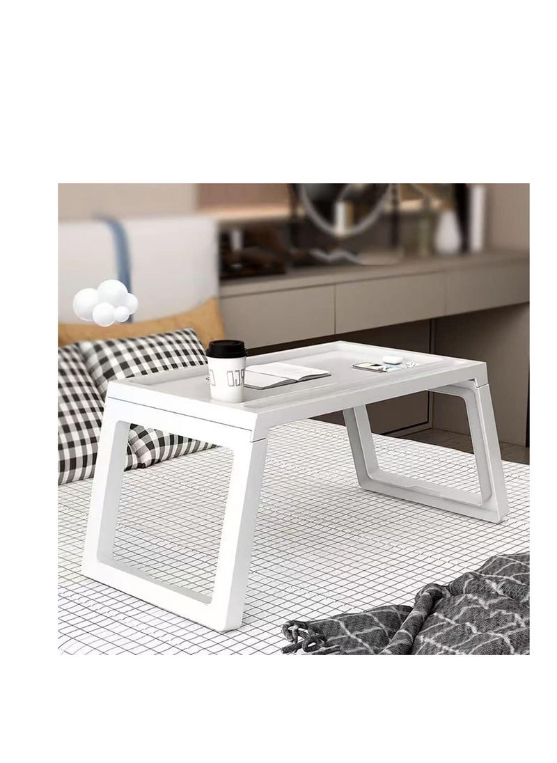 Generic - Foldable Laptop Desk Laptop Table with Tablet and Cell Phone Card Slot for Bed Sofa Working Reading Studing Eating Small Portable Lap Desk (White) - Image 1
