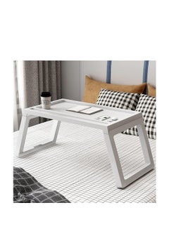 Foldable Laptop Desk Laptop Table with Tablet and Cell Phone Card Slot for Bed Sofa Working Reading Studing Eating Small Portable Lap Desk (White)