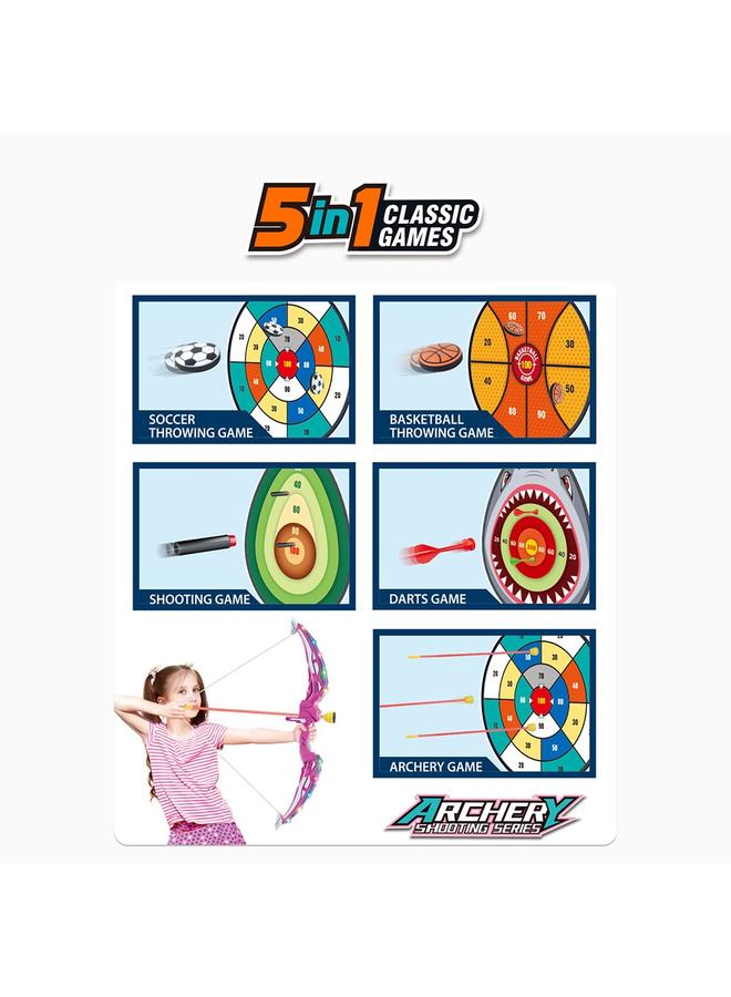 الأزرق جي دبليو <منتجات أوروبية وأمريكية جديدة> خمسة في واحد رماية ألعاب القوس والسهم الرياضية الصيفية 3-12 سنة ألعاب رمي في الهواء الطلق - Image 4