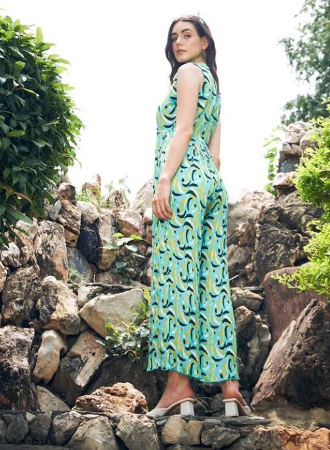 Kassually Kassually Abstract Print Pleated Jumpsuit