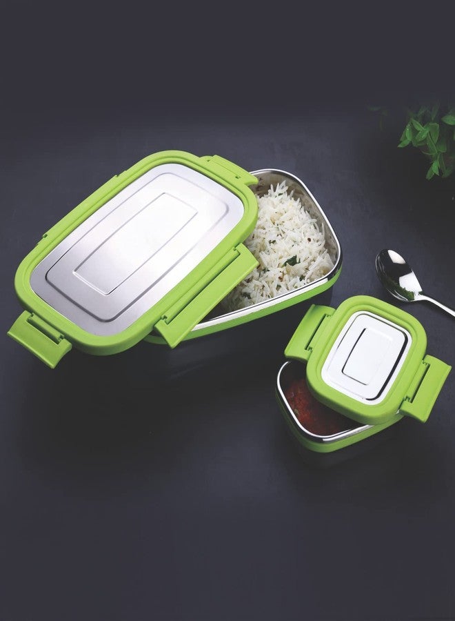 Dhavl Stainless Steel Lunch Box with Air Tight Spill Proof Lid, Container Insulated Tiffin Box/Lunch Box for Boys and Girls for Office/School(Green 1 PC) - Image 4