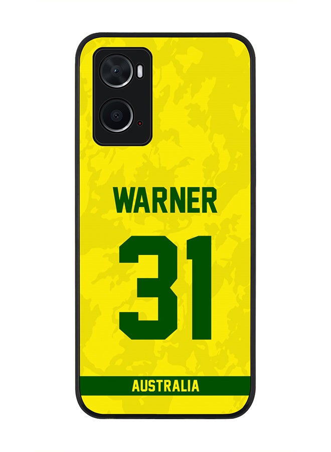 Stylizedd حافظة حواف سوداء متينة لهاتف أوبو A96 4G / A36 / A76، حافظة رفيعة ومرنة - اسم اللاعب - ديفيد وارنر، رقم القميص - 31 - Image 1