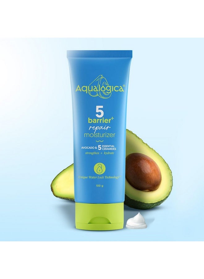 Aqualogica - 5 Barrier+ Repair Moisturizer With Avocado & 5 Essential Ceramides - 100G | Repairs And Strengthens Skin Barrier | Deeply Moisturizes | Non-Sticky & Non-Oily | Suitable For All Skin Types - Image 1