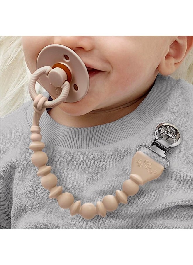 Itzy Ritzy Itzy Ritzy Silicone Pacifier Clip; 100% Food Grade Silicone Pacifier Strap with Clip Keeps Pacifiers, Teethers & Small Toys in Place; Features One-Piece Design & Silicone Cord (Toast)  - Image 1