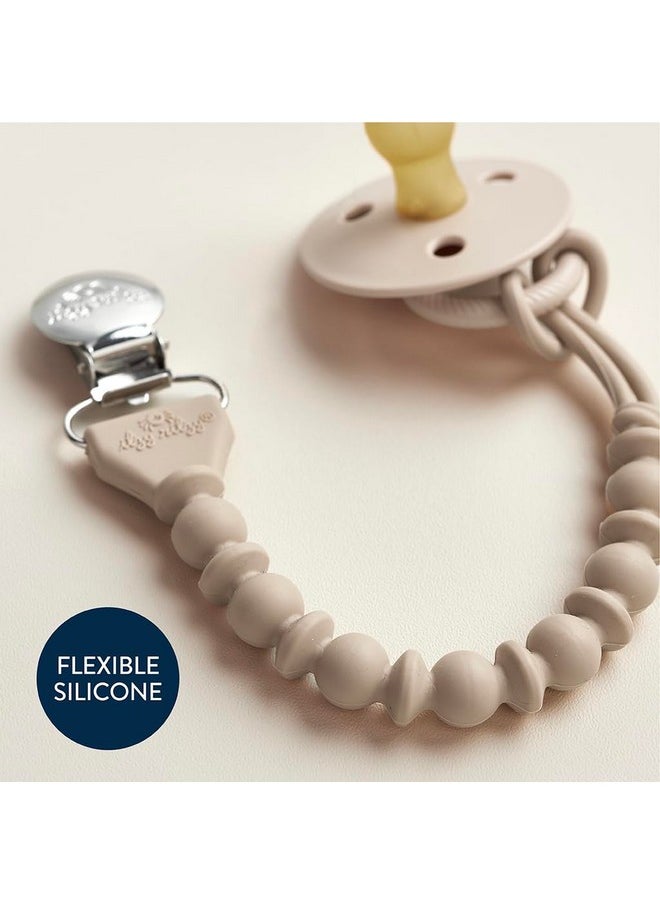 Itzy Ritzy Itzy Ritzy Silicone Pacifier Clip; 100% Food Grade Silicone Pacifier Strap with Clip Keeps Pacifiers, Teethers & Small Toys in Place; Features One-Piece Design & Silicone Cord (Toast)  - Image 3