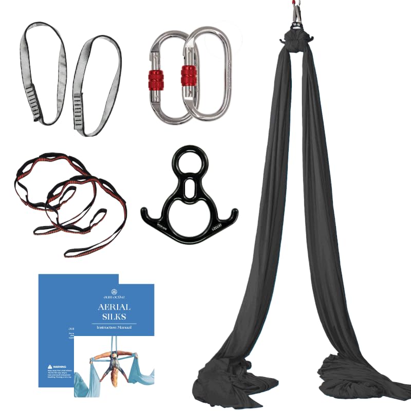 Aum Active Aerial Silks Starter Kit - Durable 9 Yards of Aerial Yoga Hammock with Hardware & Guide - Aerial Swing for Acrobatic Flying Yoga & All Levels (Aerial Rigging Point Up to 13ft) - Image 1