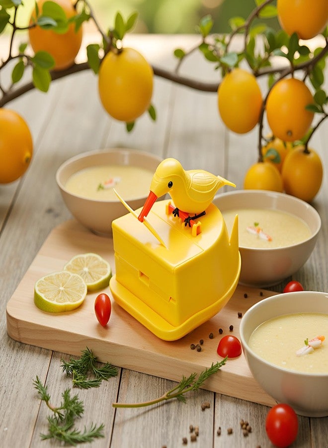 Sluswallow Yellow Woodpecker Toothpick Dispenser, Cute Little Bird Push-Type Automatic Holder Bird Toothpick Dispenser, Box for Home with a Box,Kitchen Decoration - Image 2