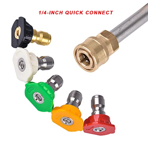 CKANDAY 5 Pack Pressure Washer Spray Nozzles Tips + 40 Pcs O-Rings Replacement for 1/4 inch and 3/8 inch, 5 Degrees Nozzles 1/4 Inch Quick Connection Tips with M22 Quick Connect Coupler Set, 4000 PSI - Image 5