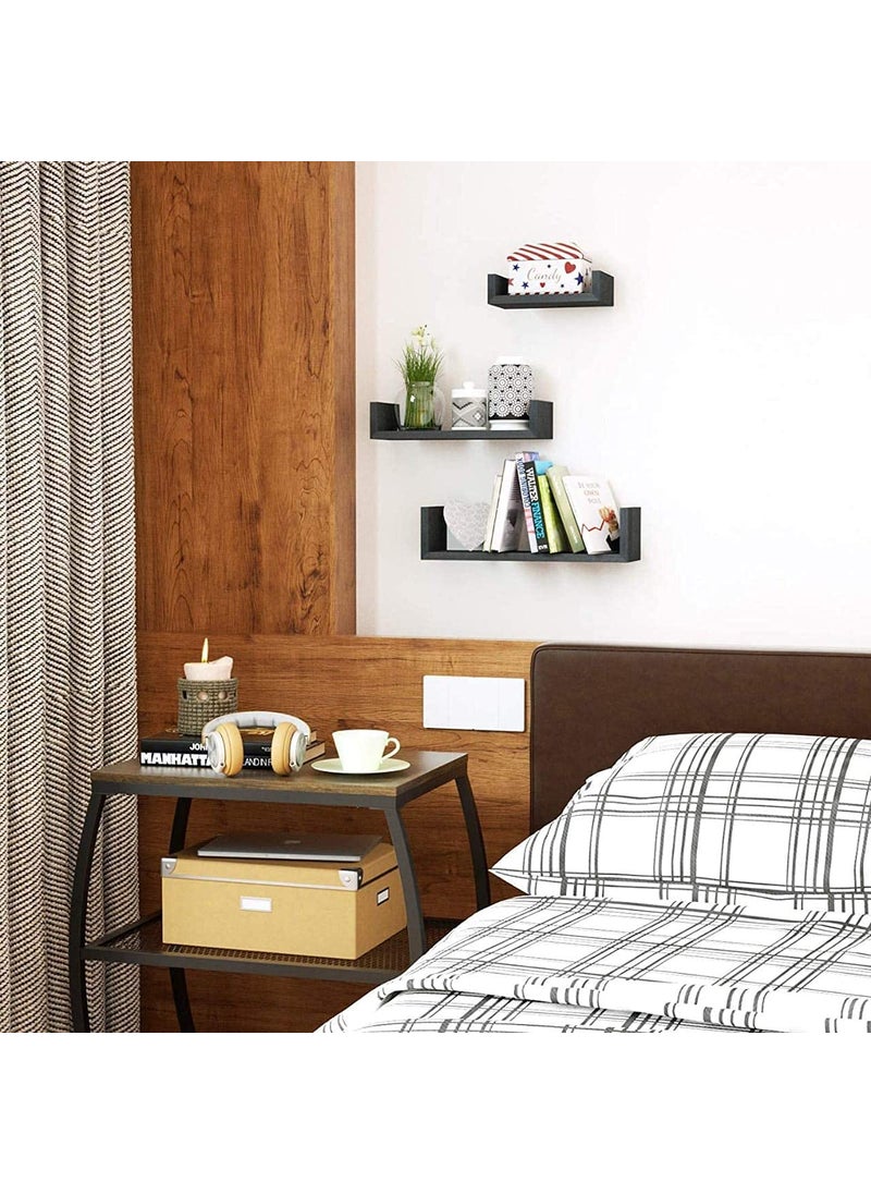 Umark Umark Wall Shelf Handicrafts U Shap Rack Shelves for Living Room Book Shelf for Home Decoration Set of 3 Color Walnut Brown Finish  - Image 3