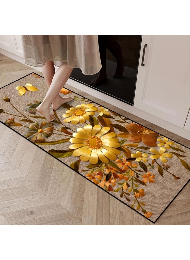 Floral Anti Fatigue Kitchen Mat - Cushioned & Waterproof 