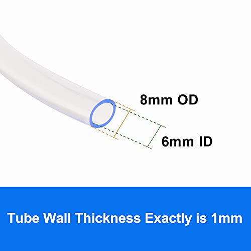 QuQuyi PVC Vinyl Tubing Lightweight Grade Clear Plastic Tube, 6mm ID X 8mm OD PVC Tube Flexible Plastic Hose Line Pipe Oil Resistant Multipurpose Vinyl Hose, BPA Free，3.3FT - Image 2