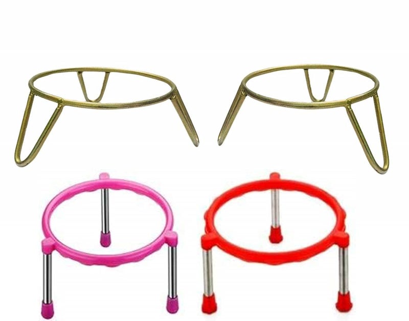 SHRIYAM CRAFTPot Stands Stainless Steel LegsSingle Ring Matka Stand Pack of 2 with 2 pcHeavy Iron Matka Stand - Image 1