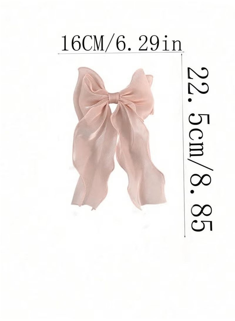 Generic 3-Piece Gauze Cute and Beautiful Bow Hair Accessories for Women Girls (Blue + Pink + Apricot)  - Image 2