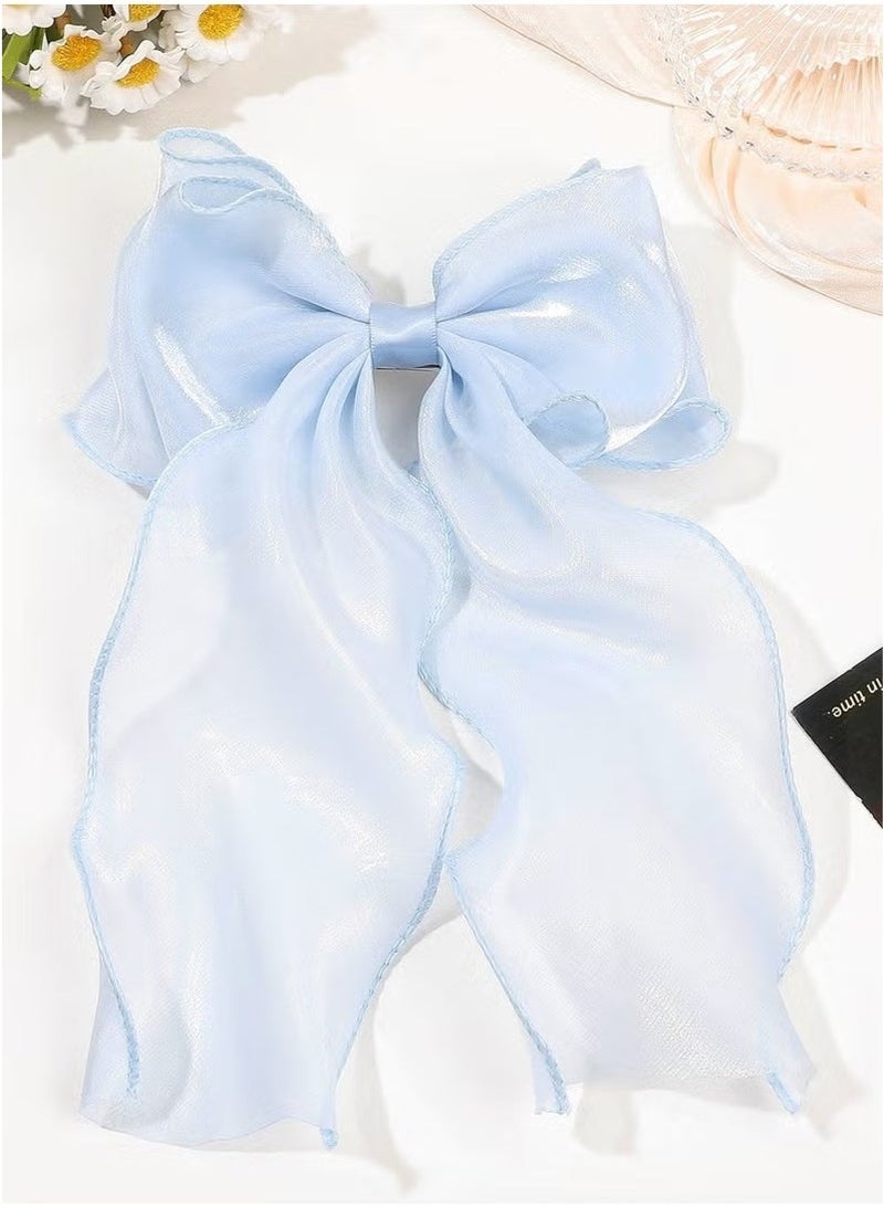Generic 3-Piece Gauze Cute and Beautiful Bow Hair Accessories for Women Girls (Blue + Pink + Apricot)  - Image 3