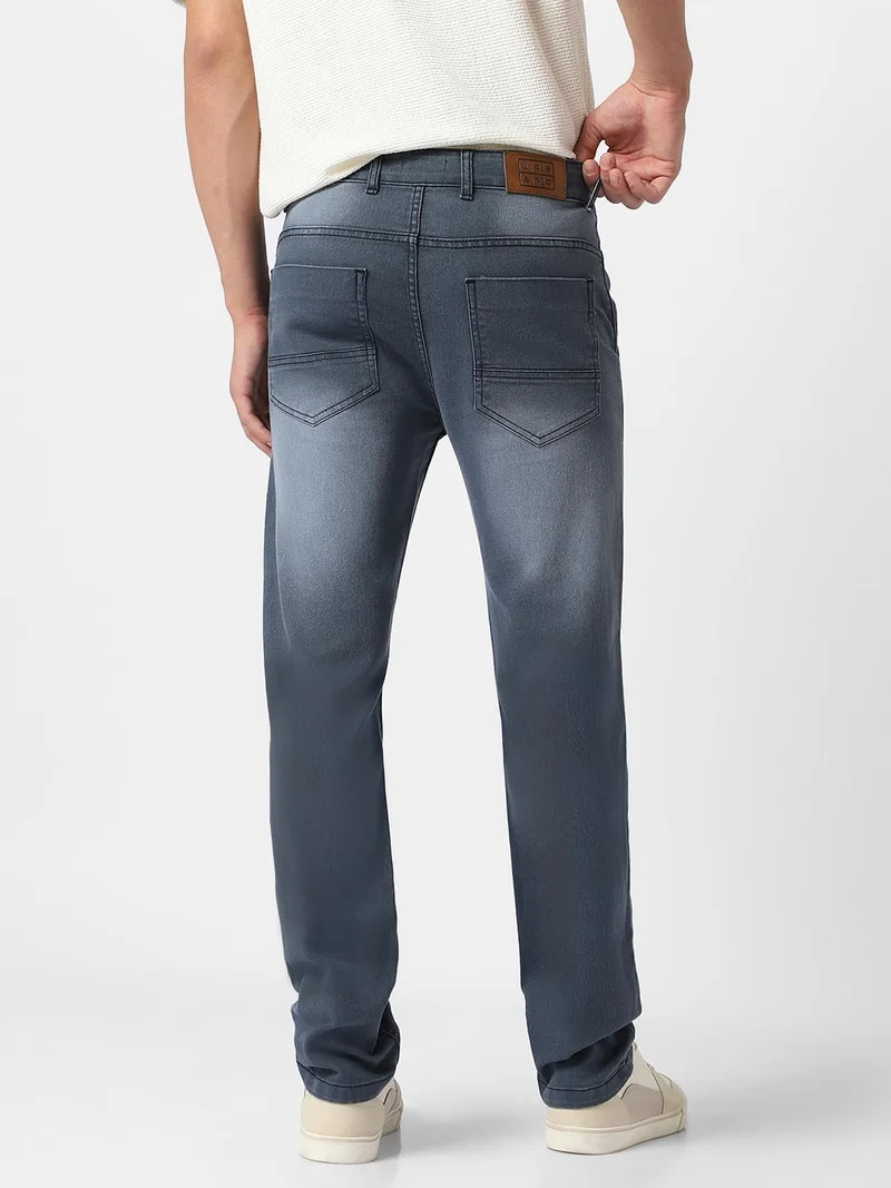 Urbano Fashion  Urbano Fashion Men's Grey Regular Fit Washed Jeans Stretchable  | Best Price UAE