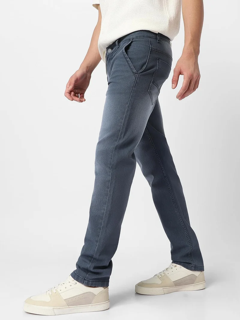 Urbano Fashion  Urbano Fashion Men's Grey Regular Fit Washed Jeans Stretchable  | Best Price UAE