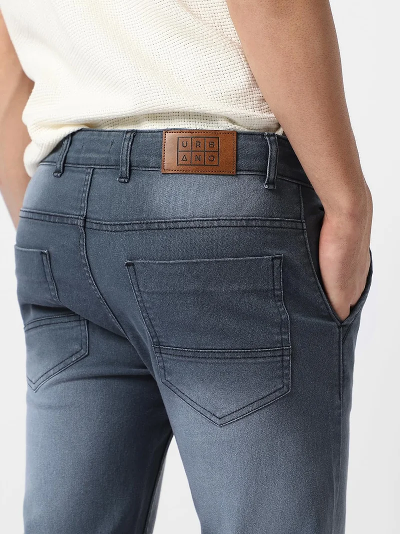 Urbano Fashion  Urbano Fashion Men's Grey Regular Fit Washed Jeans Stretchable  | Best Price UAE