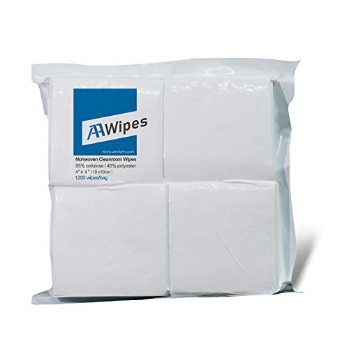 AAwipes Cleanroom Wipers 4x 4 (1200 Pcs, Cellulose/Polyester Blend, Grade A, 68GSM) Lint Free Wipes 4" x 4" for Lab, Electronics, Pharmaceutical, Printing and Semiconductor Industries - Image 1