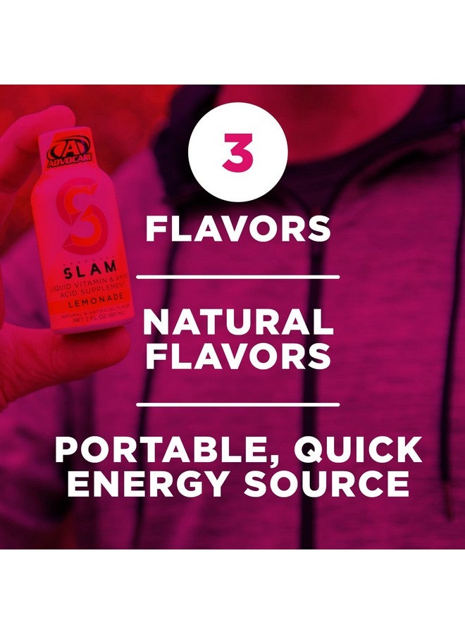 Advocare Slam Variety Pack - Liquid Vitamin & Amino Acid Supplement - B Vitamins For Energy - Sugar-Free Energy Supplement - Energy Supplements Sugar Free - Orange, Berry & Lemonade - 3 Drinks (2 Oz)