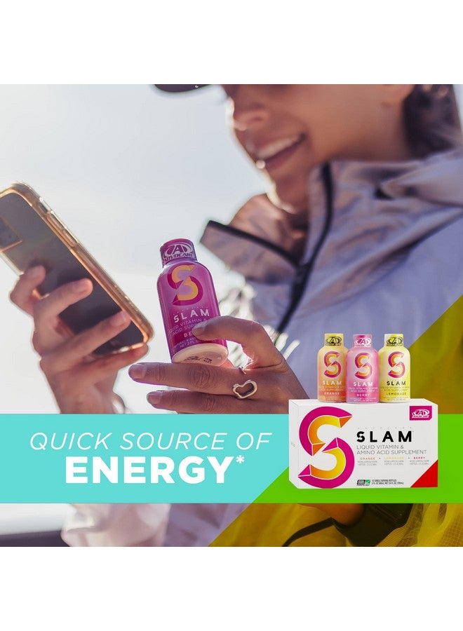 Advocare Slam Variety Pack - Liquid Vitamin & Amino Acid Supplement - B Vitamins For Energy - Sugar-Free Energy Supplement - Energy Supplements Sugar Free - Orange, Berry & Lemonade - 3 Drinks (2 Oz)
