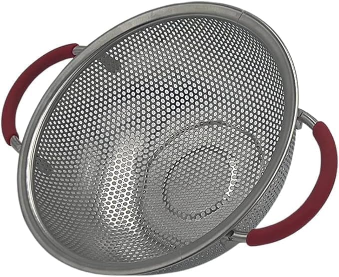 Kresal Stainless Steel Colander with Silicon Handle Grip Heavy Duty Food Strainer with Reinforced Frame Kitchen Colander and Food Strainer for Pasta Vegetable Rice Noodles Fruit - Image 1