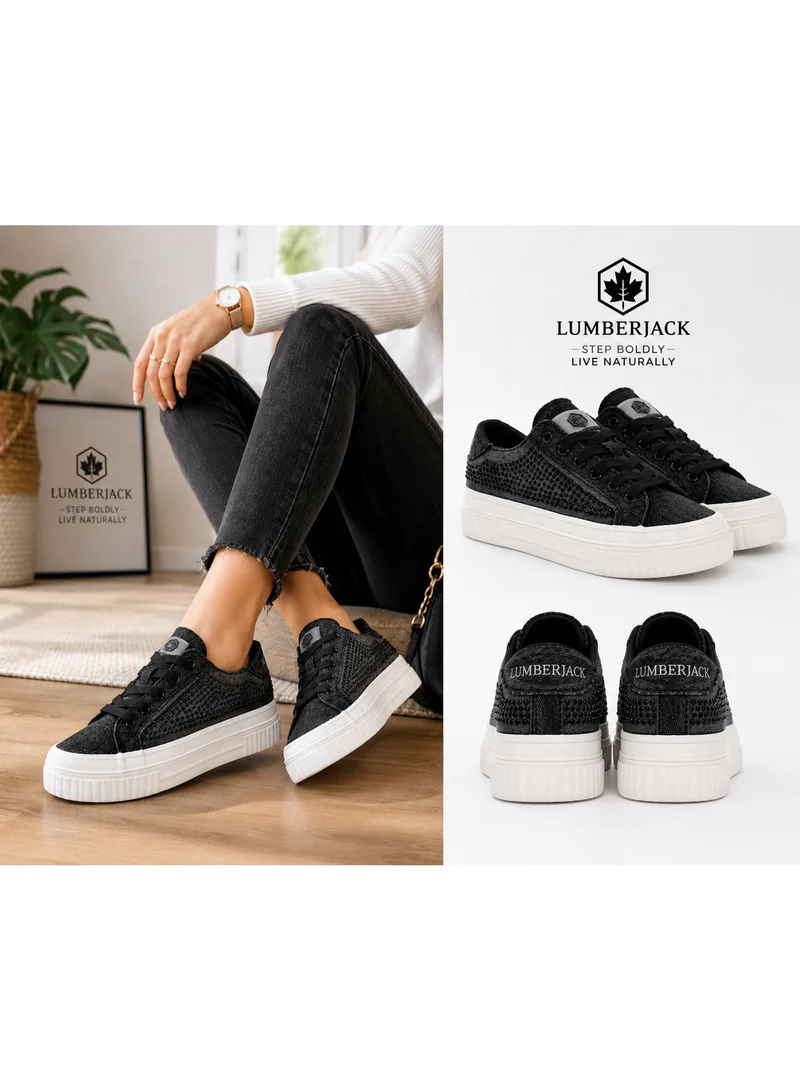 Lumberjack  Lumberjack Anya Women Sneakers Black Denim Strass – Lightweight Breathable Casual Shoes for Women | Best Price UAE