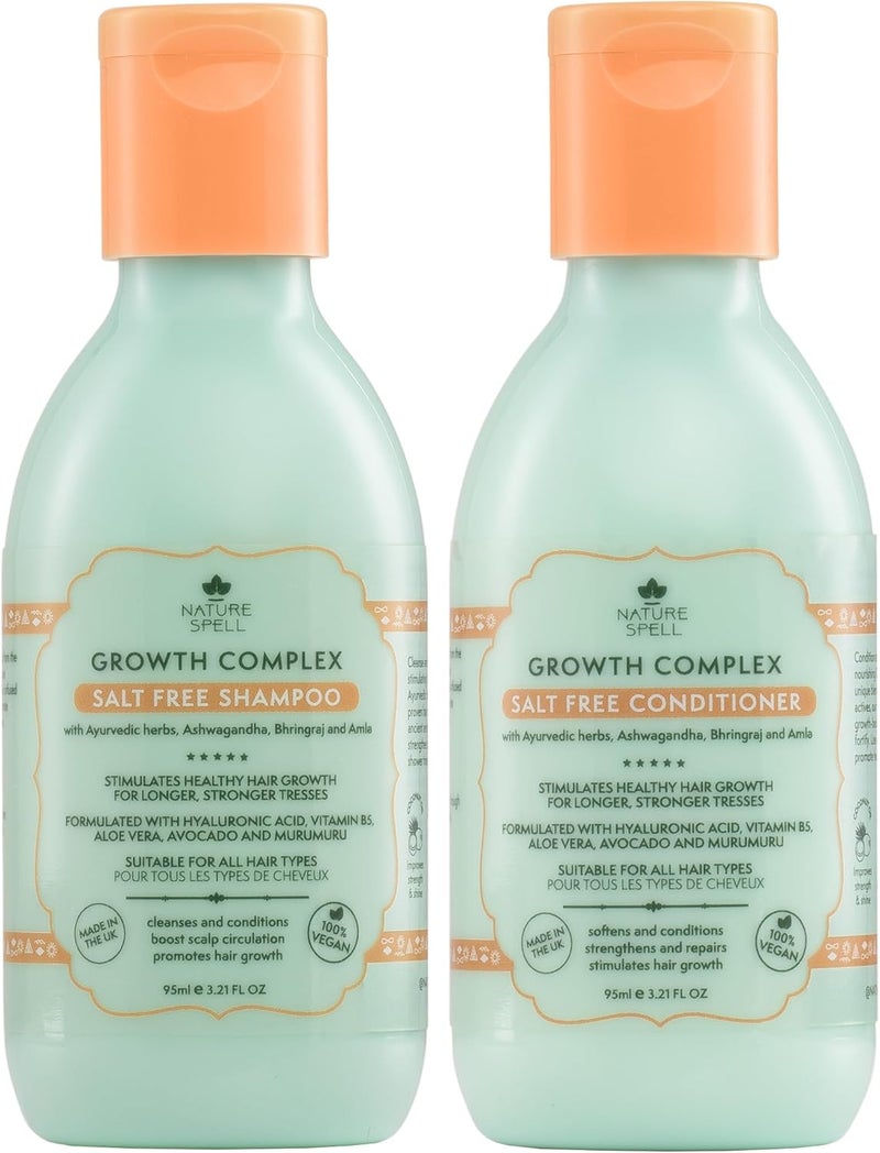 Nature Spell Hair Growth Travel Size Duo Shampoo Conditioner Set Nourishing Strengthening Vegan Set of 2 95ml Each