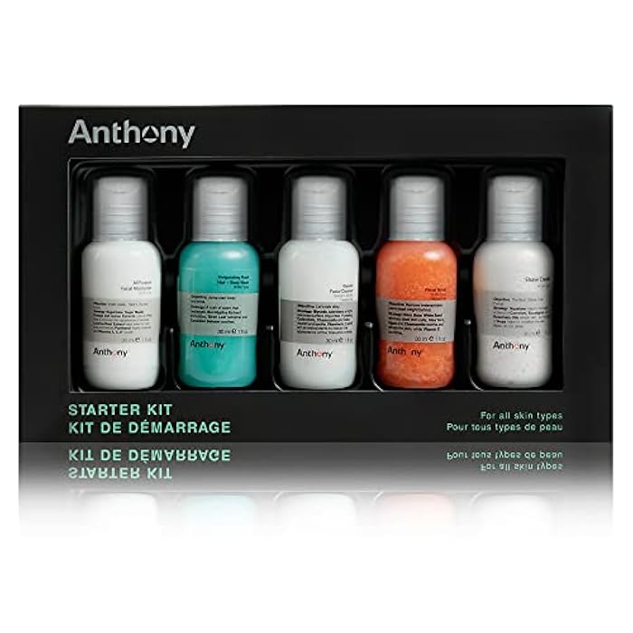 Anthony Starter Kit, 5 Count, Glycolic Facial Cleanser, Facial Scrub, All Purpose Facial Moisturizer, Invigorating Rush Hair & Body Wash, Shave Cream - Image 1